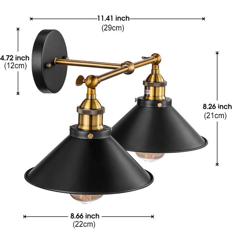 Tapered Pipe Iron Living 2-Light Wall Lamp