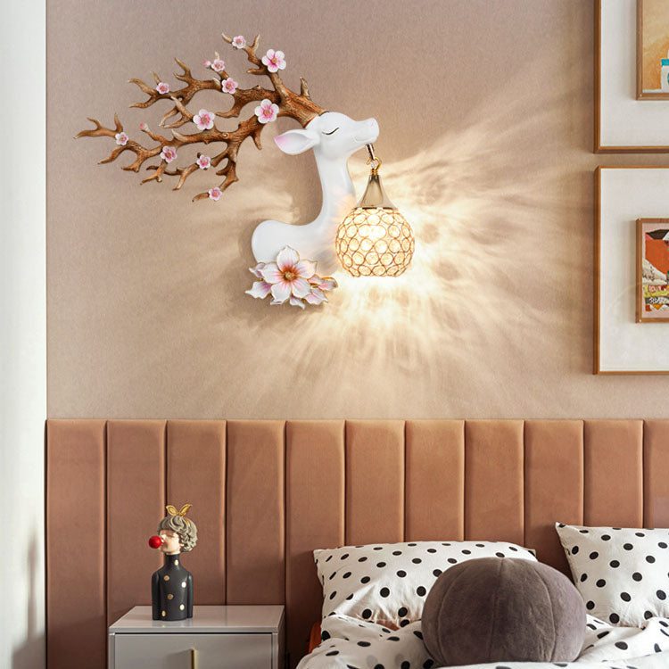 Resin Antler Crystal Ball Wall Lamp