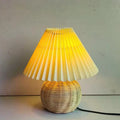 Round Pleated Bamboo Fabric Table Lamp