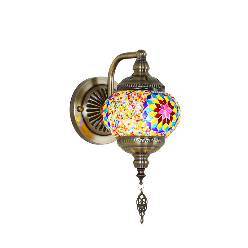 Iron Glass Mosaic Globe Wall Lamp