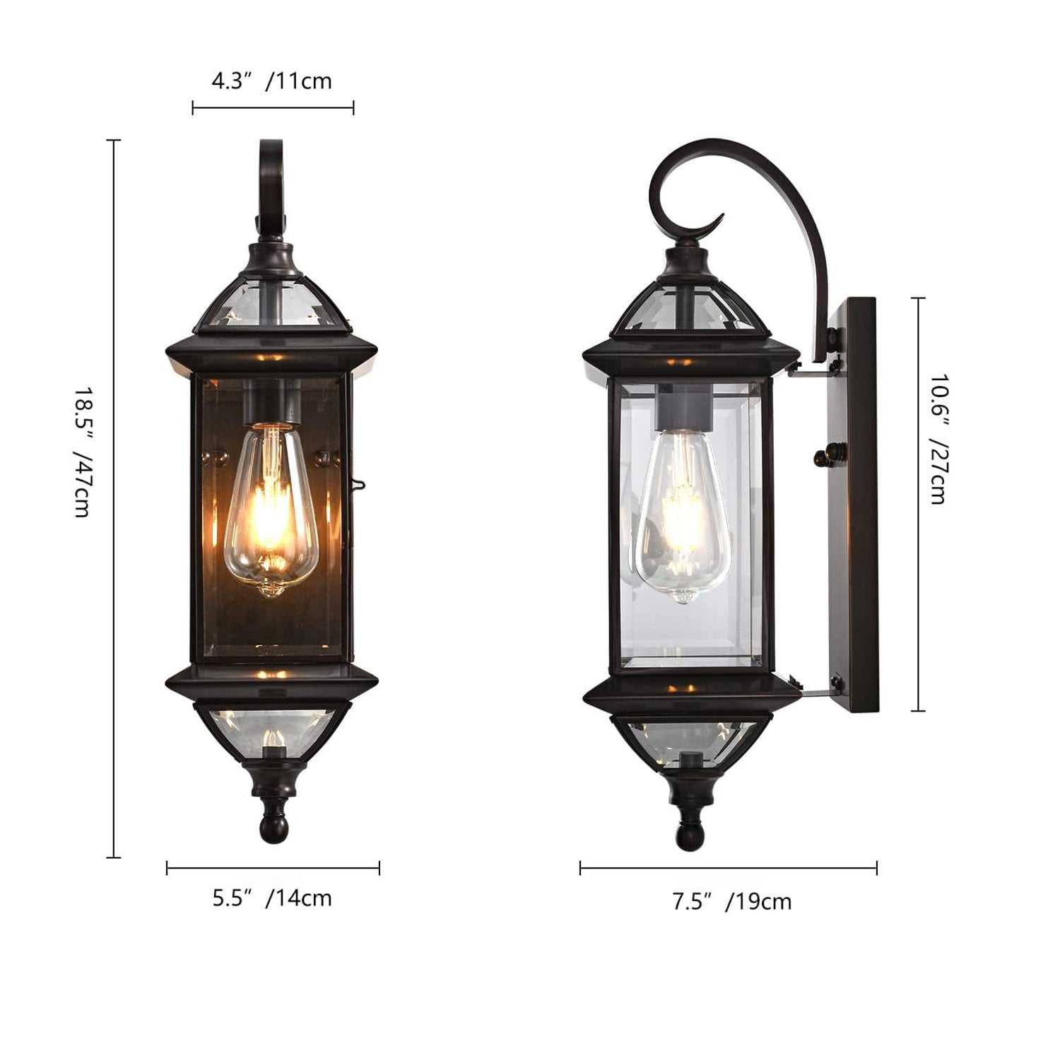 Copper Glass Lantern Patio Outdoor Light