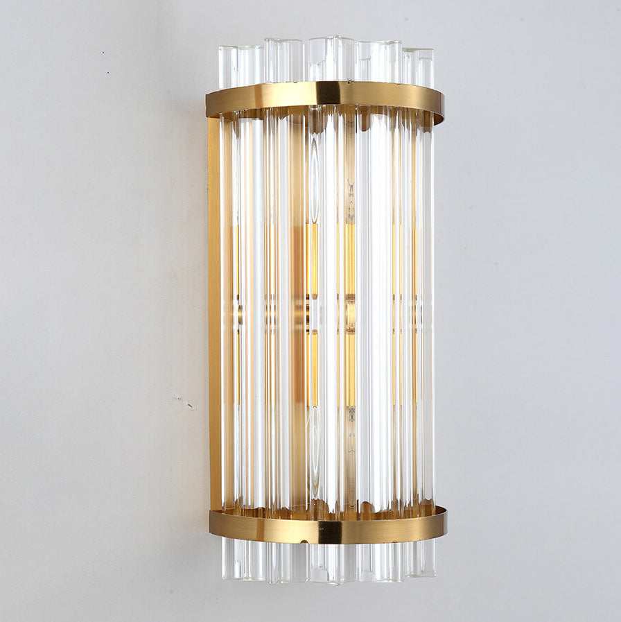 Crystal Plated Column 2-Light Wall Lamp