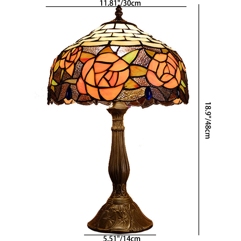 Rose Stained Glass Study Table Lamp