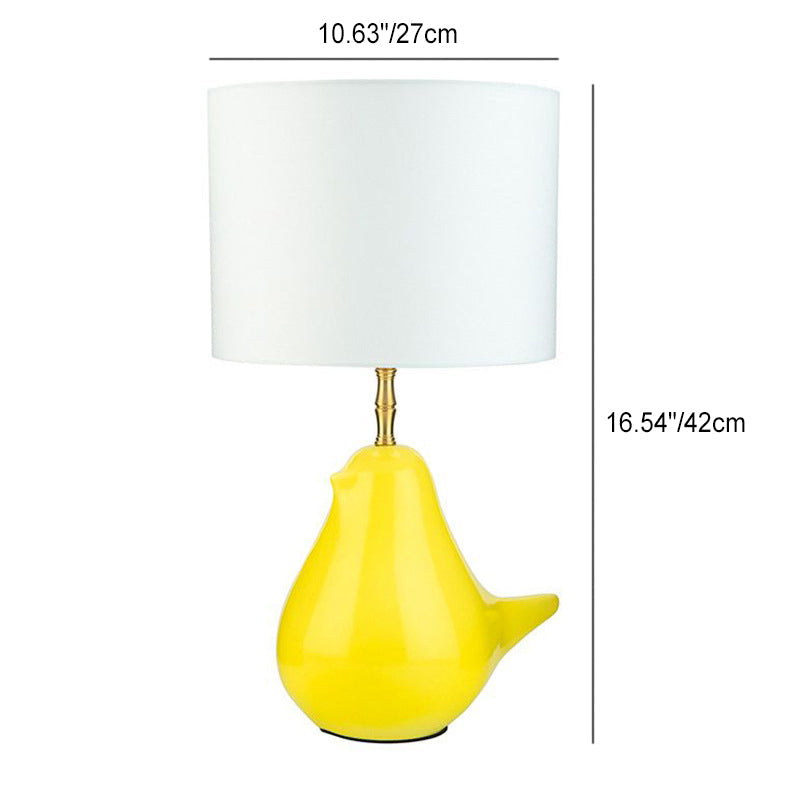 Cylindrical Fabric Kettle Ceramic Table Lamp