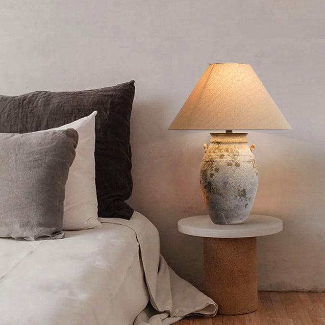 Ceramic Fabric Metal Conic Table Lamp