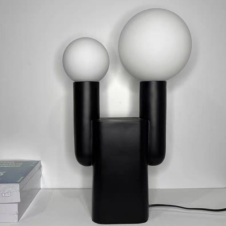 Resin Glass Ball Cylinder 2-Light Table Lamp
