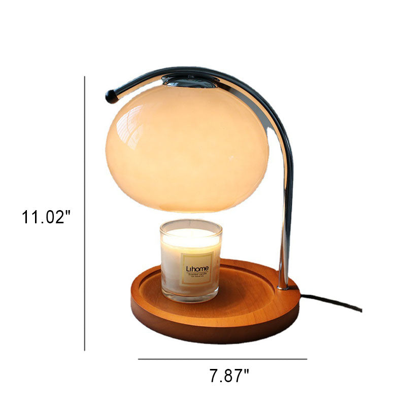 Glass Dome Solid Wood Table Lamp