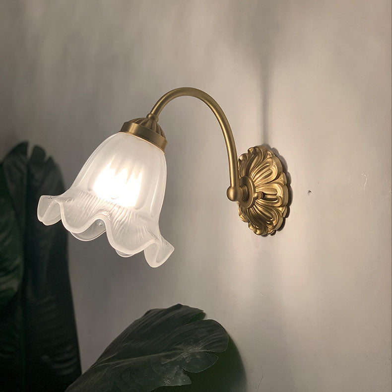 Floral Copper Glass Wall Lamp