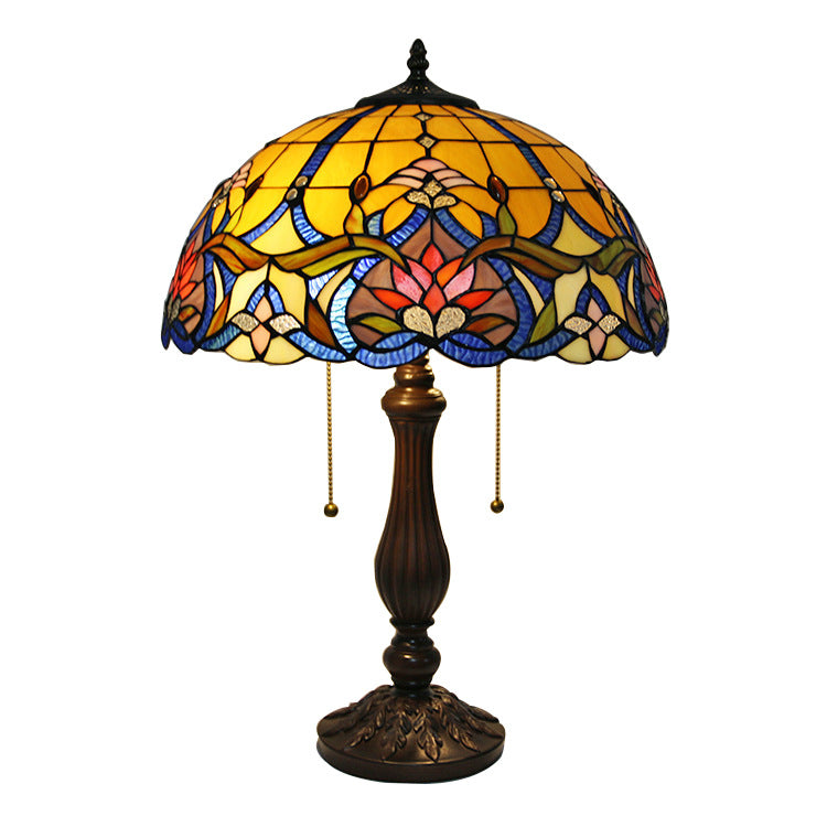 Stained Glass Peacock Sunflower 2-Light Table Lamp