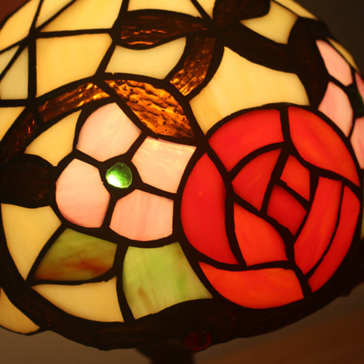 Flower Stained Glass Dome Table Lamp