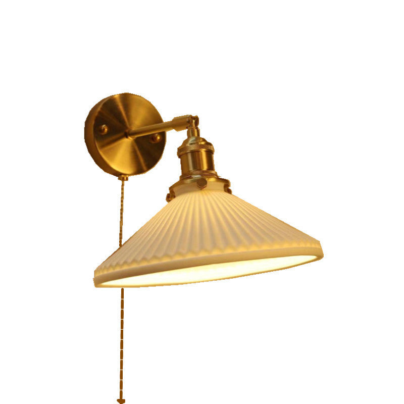 Brass Round Vanity Bedroom Wall Lamp