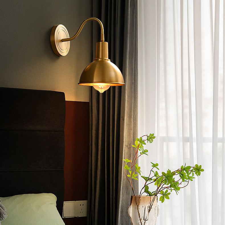 Full Copper Semicircle Living Wall Lamp