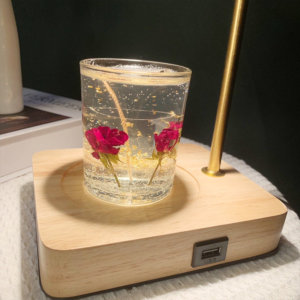 Wooden Hexagonal Liftable Melting Table Lamp
