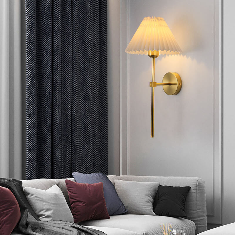 Pleated Fabric Straight Arm Wall Lamp