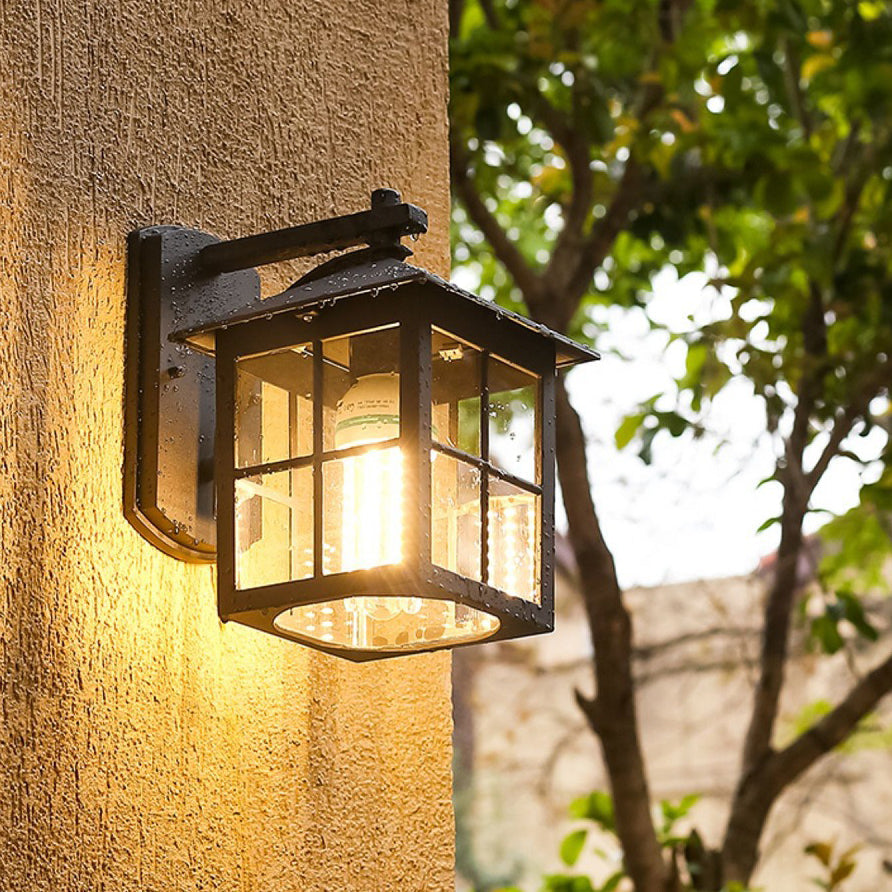 Aluminum Square Glass Patio Outdoor Light