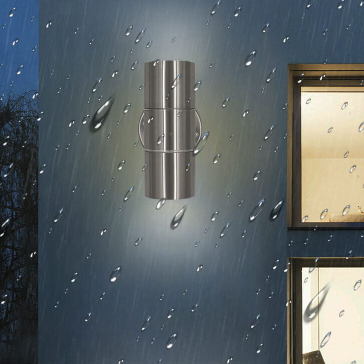 Stainless Steel Cylinder 2-Light Wall Lamp