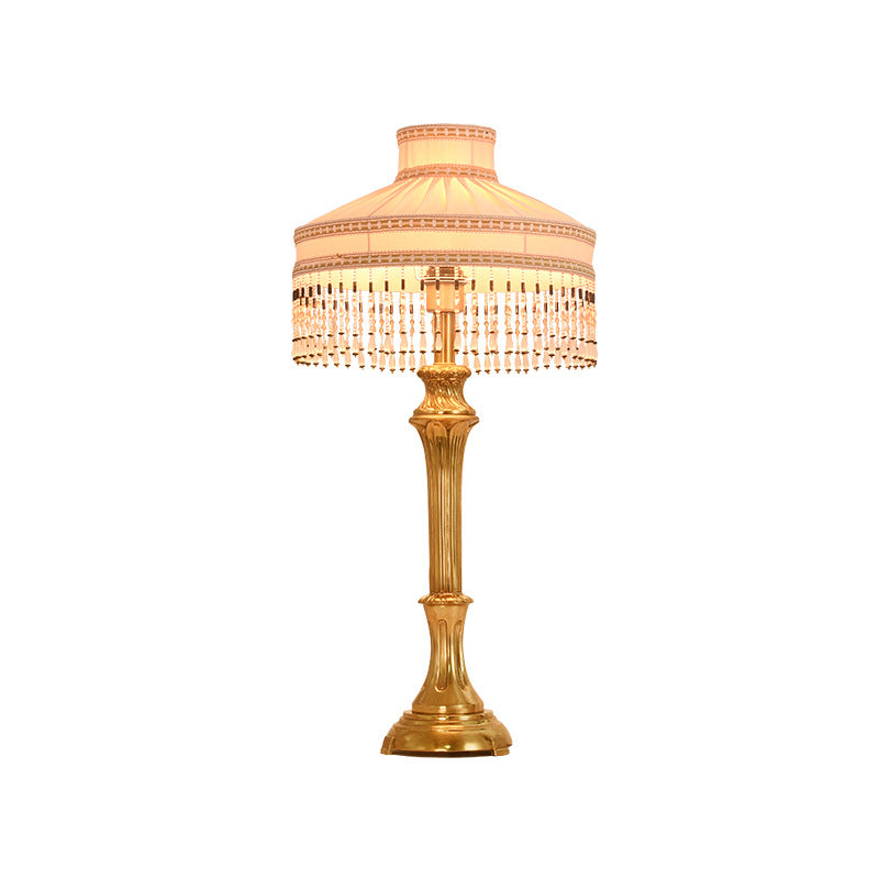 Fabric Round Brass Home Table Lamp