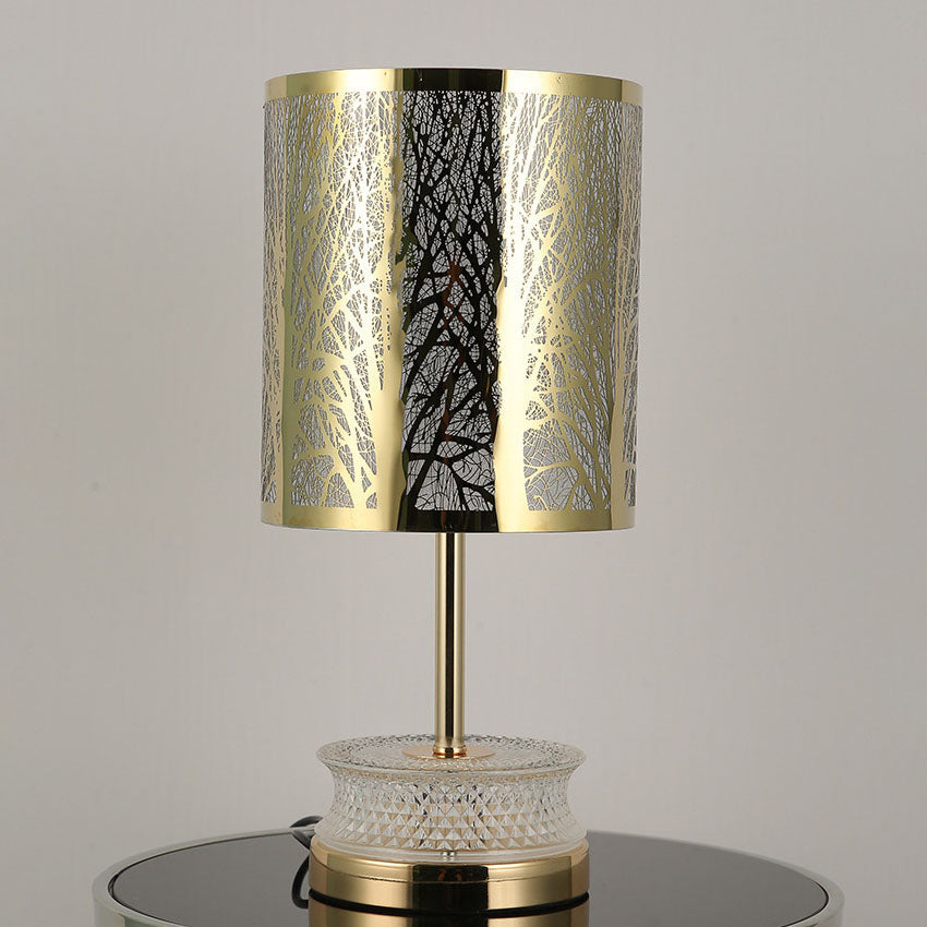 Stainless Steel Column Carved Table Lamp