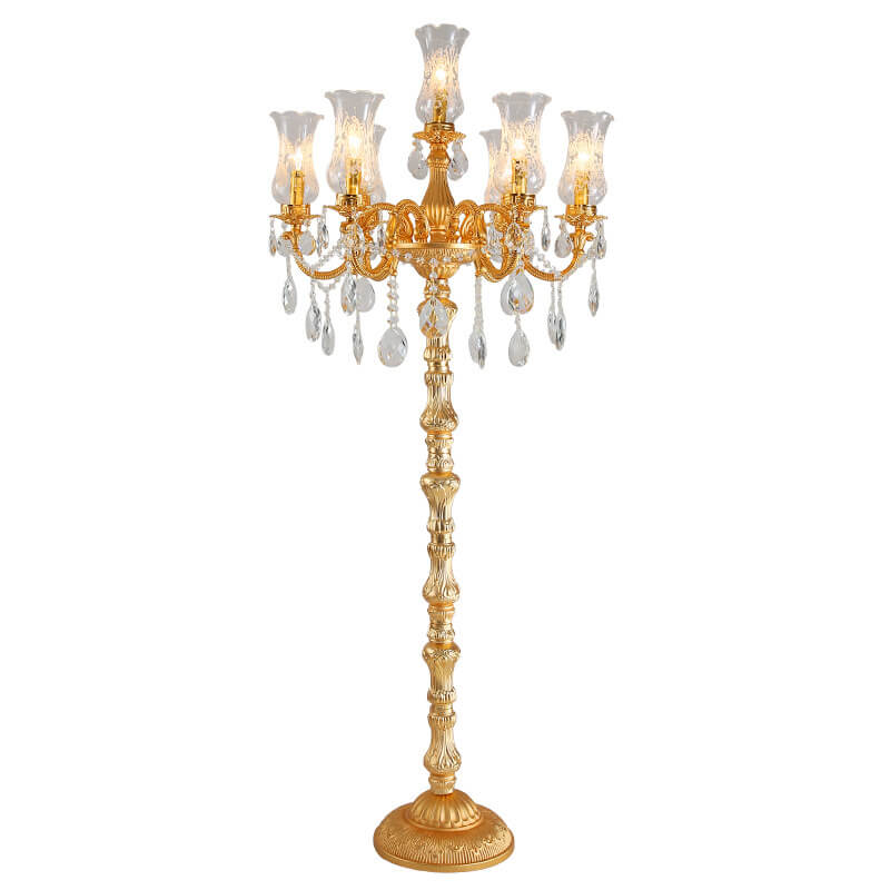 Traditional Luxury Golden Crystal 7-Light Floor Lamp