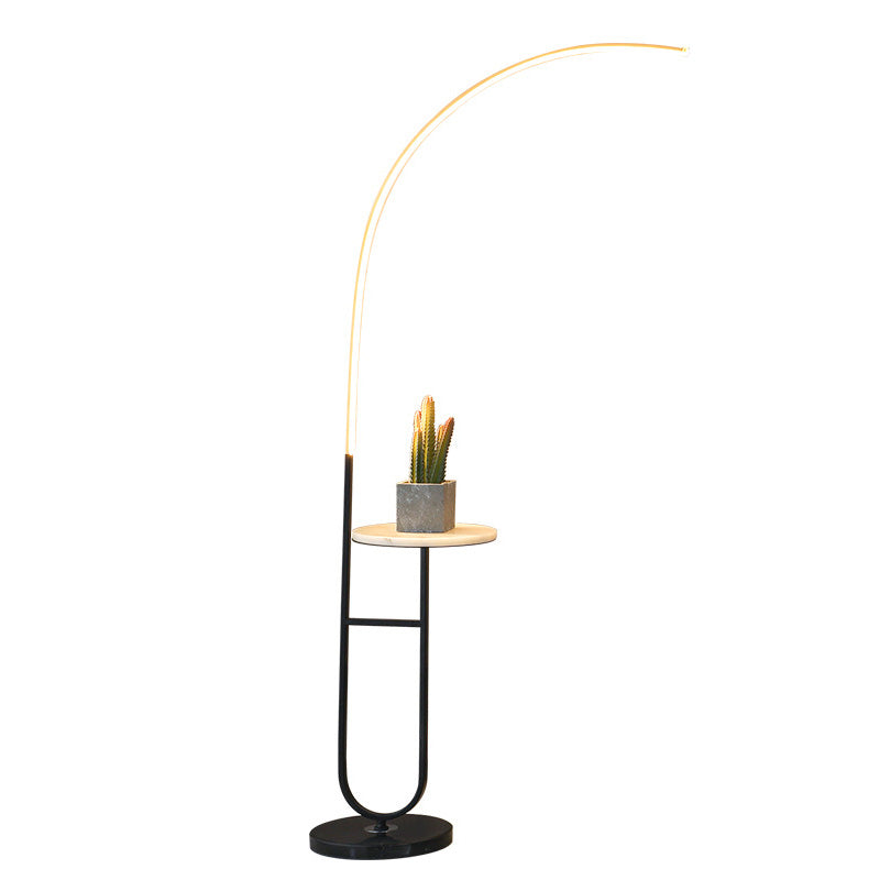 Arc Aluminum Strip Marble Floor Lamp