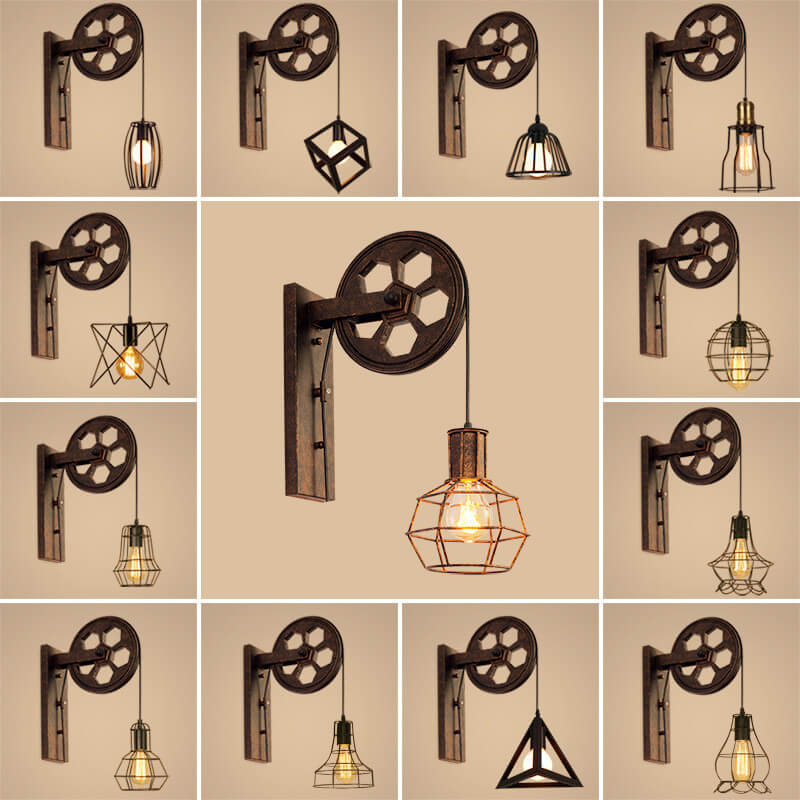 Pulley Iron Wall Lamp