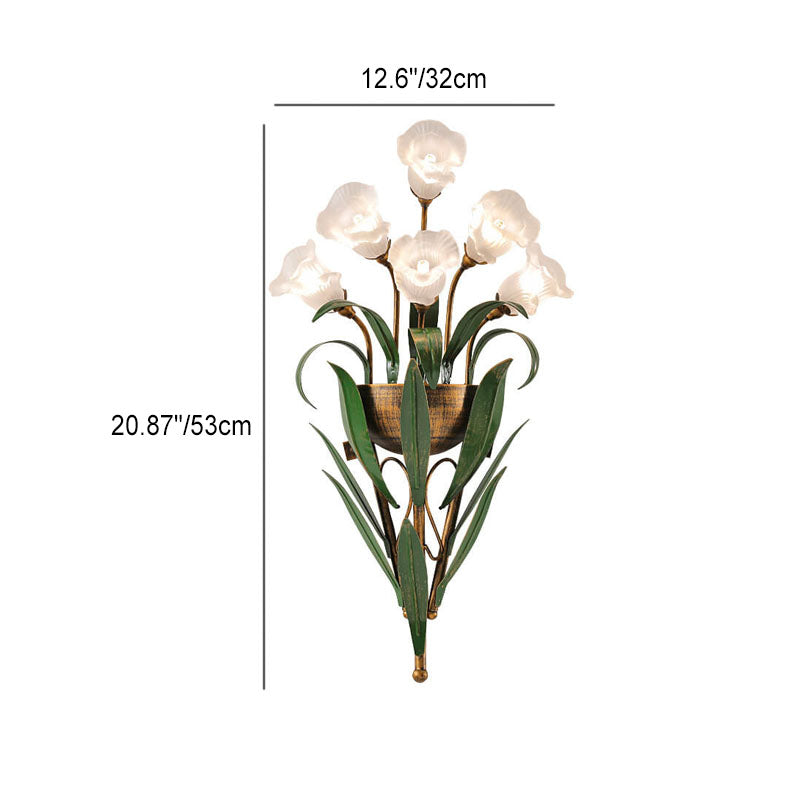 Glass Flower 6-Light Wall Lamp