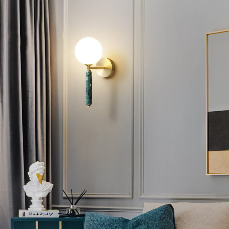 Ball Marble Straight Arm Wall Lamp