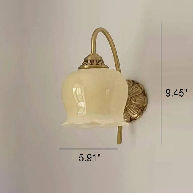 Cream Petal Resin Copper Wall Lamp