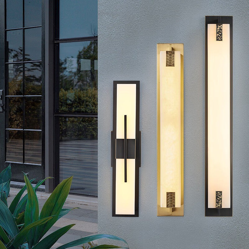Rectangular Copper Marble Patio Outdoor Light