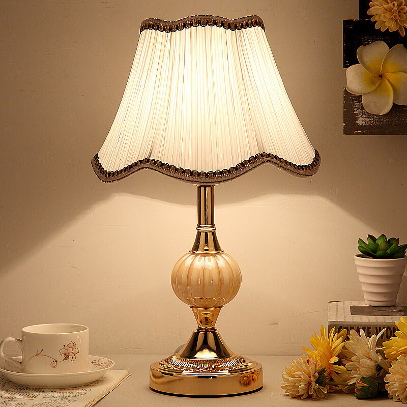 Floral Glass Fabric Table Lamp