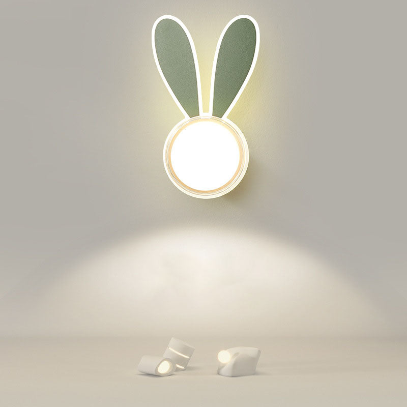 Rabbit Round Acrylic Bedroom Wall Lamp