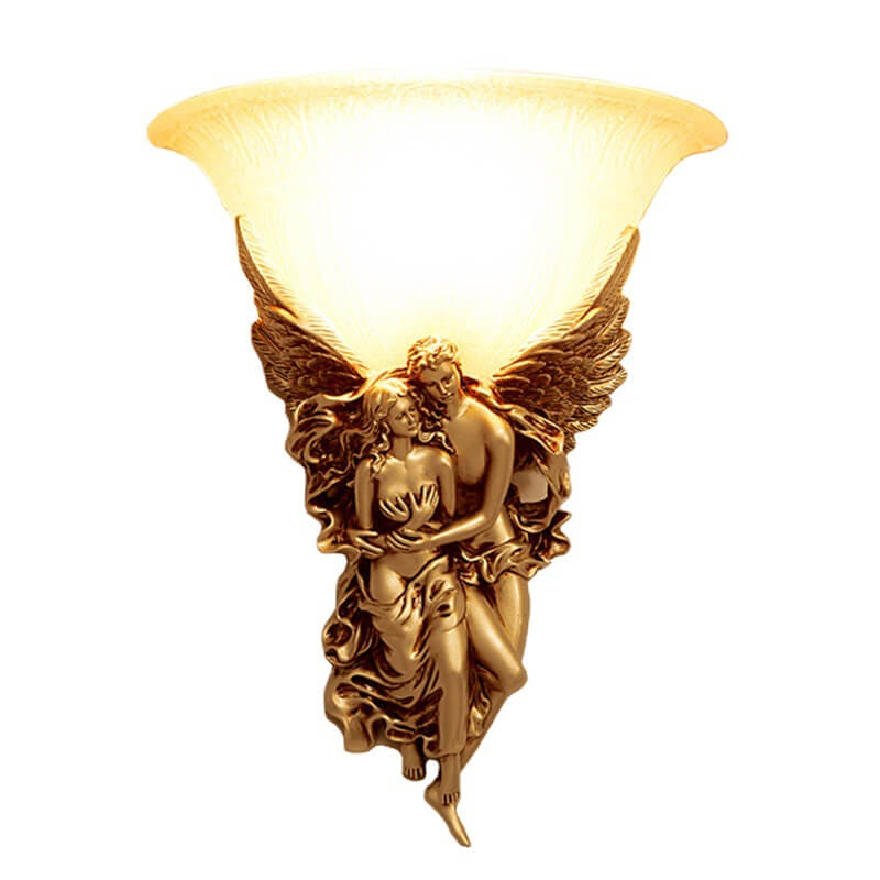 Angel Resin Design Glass Wall Lamp