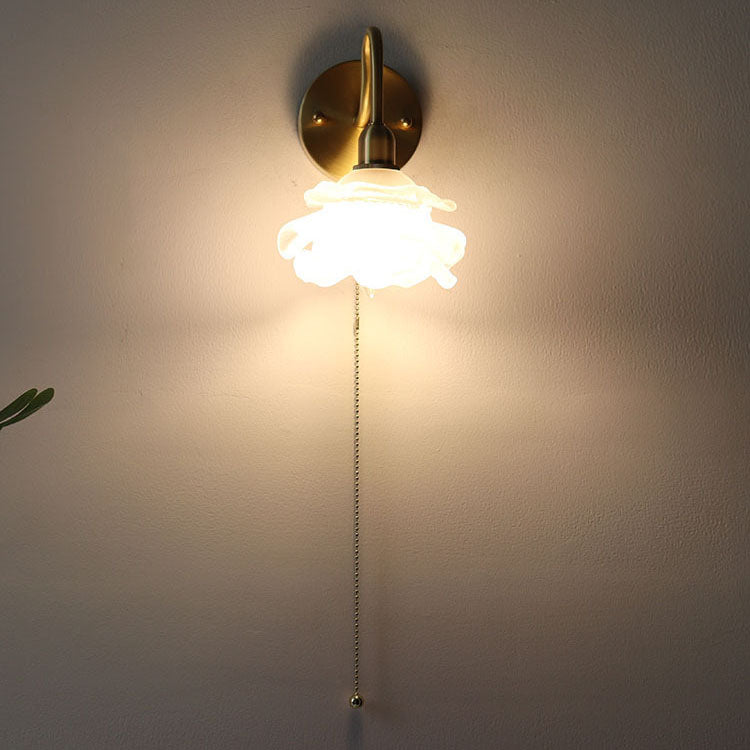 Floral Frosted Glass Pull Wall Lamp
