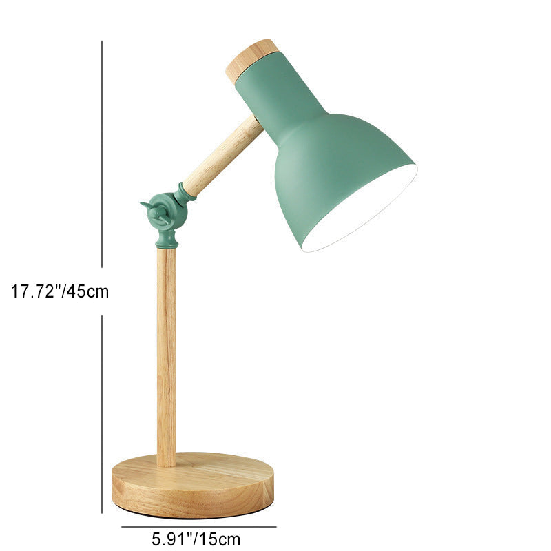 Macaron Round Horn Wood Table Lamp