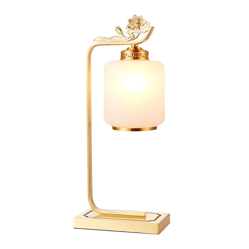 Lotus Cylinder Copper Glass Table Lamp