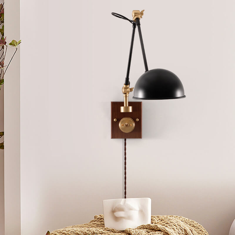 Walnut Iron Rotating Wall Lamp