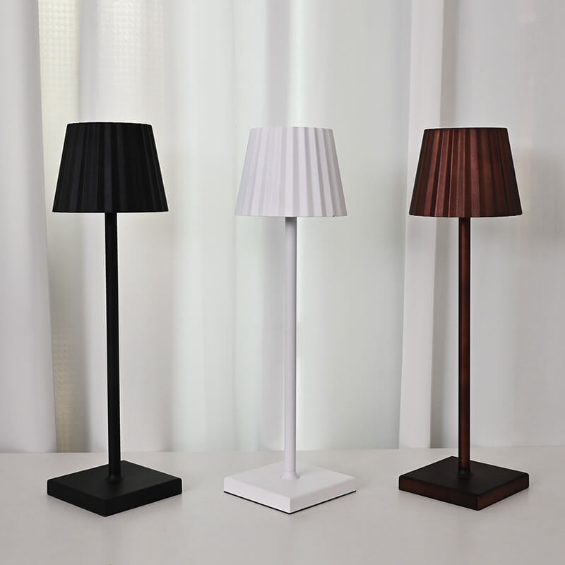 Aluminum Pleated Cone Touch Table Lamp