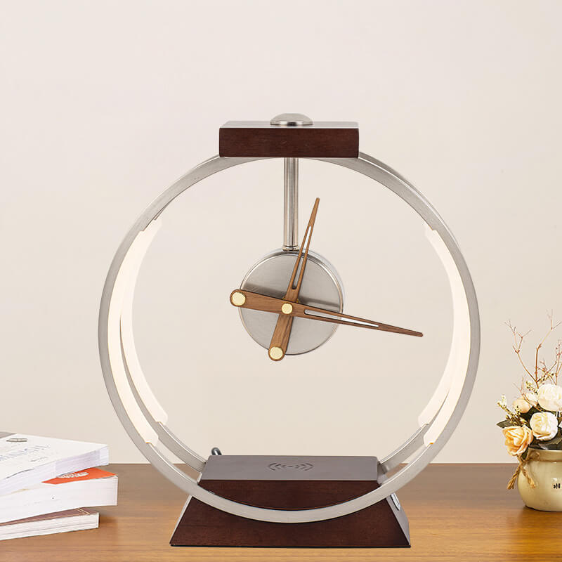 Clock Design Wireless Charging Table Lamp