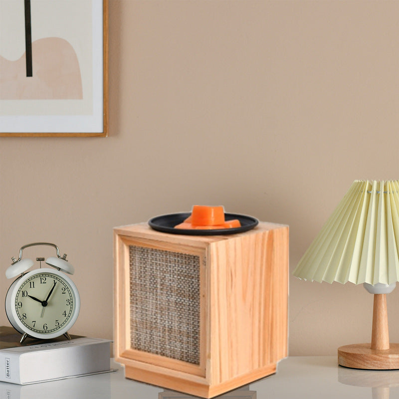 Wood Square Melting Wax Table Lamp