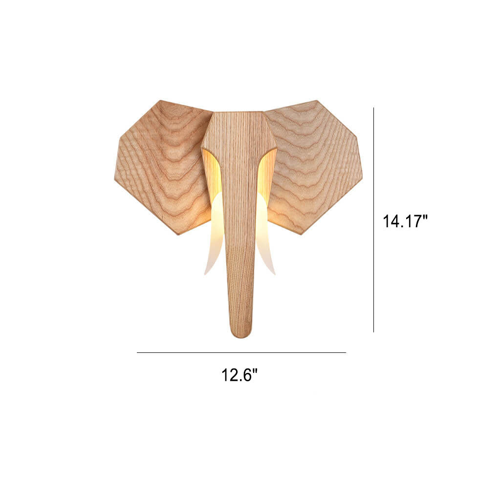 Solid Wood Elephant Shape Wall Lamp