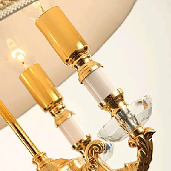 Fabric Candle Holder Crystal 4-Light Table Lamp