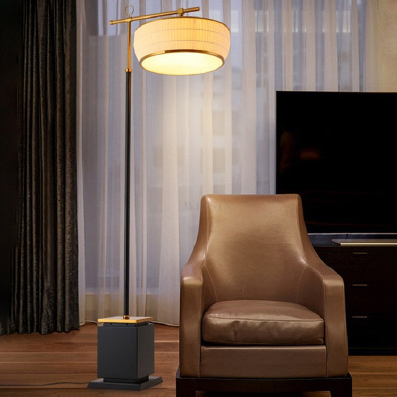 Fabric Pleated Lantern Hardware Floor Lamp