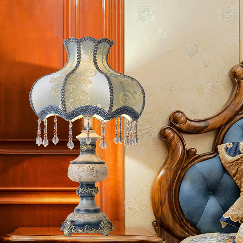 Carved Vase Fabric Resin Table Lamp