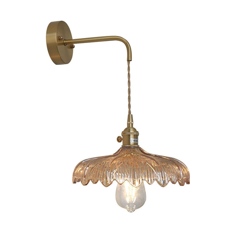 Iron Flower Glass Bedroom Wall Lamp