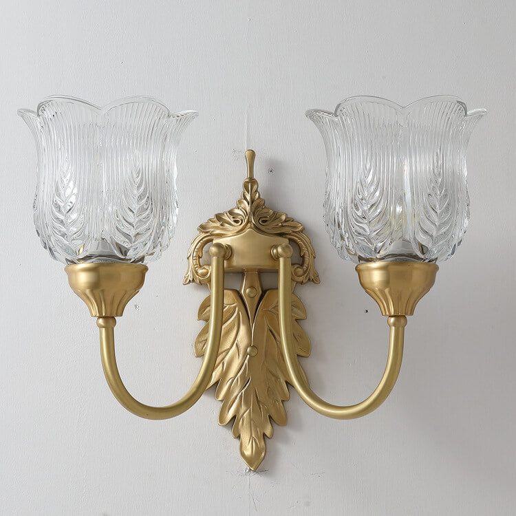 Flower Cup Brass Glass Wall Lamp