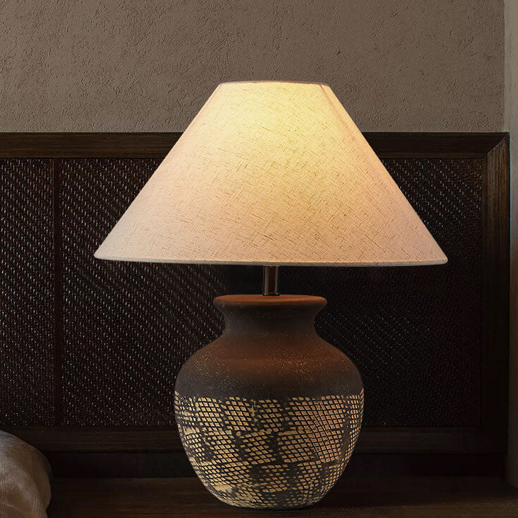 Fabric Ceramic Jar Study Table Lamp