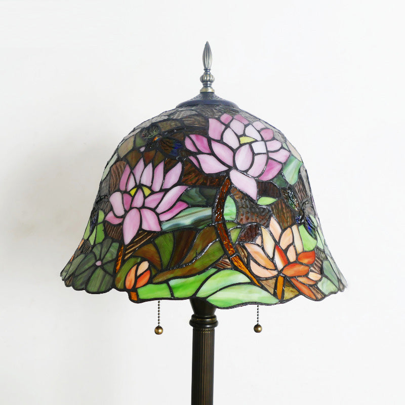 Stained Glass Daisy Dragonfly 2-Light Floor Lamp