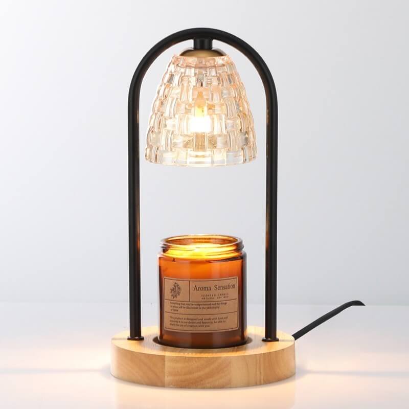 Glass Wood Melting Wax 2-Light Table Lamp