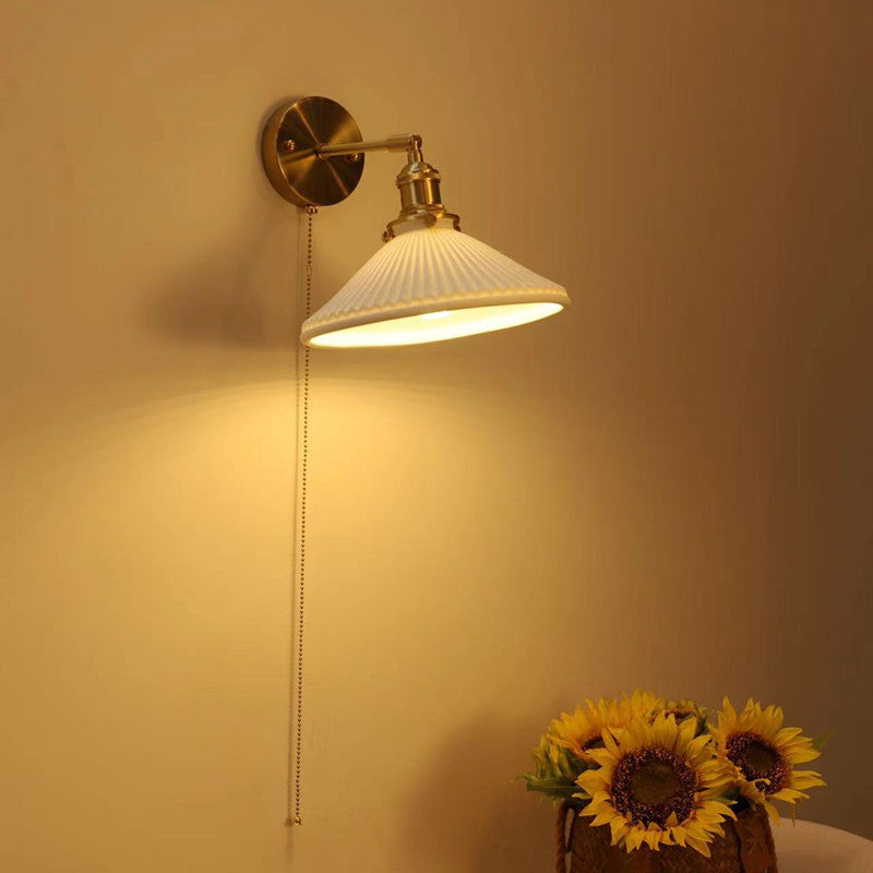 Brass Round Vanity Bedroom Wall Lamp