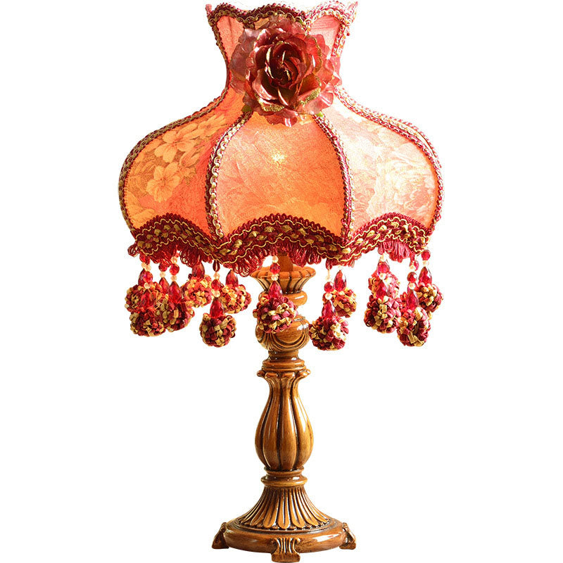 Ornate Fabric Rose Flower Table Lamp